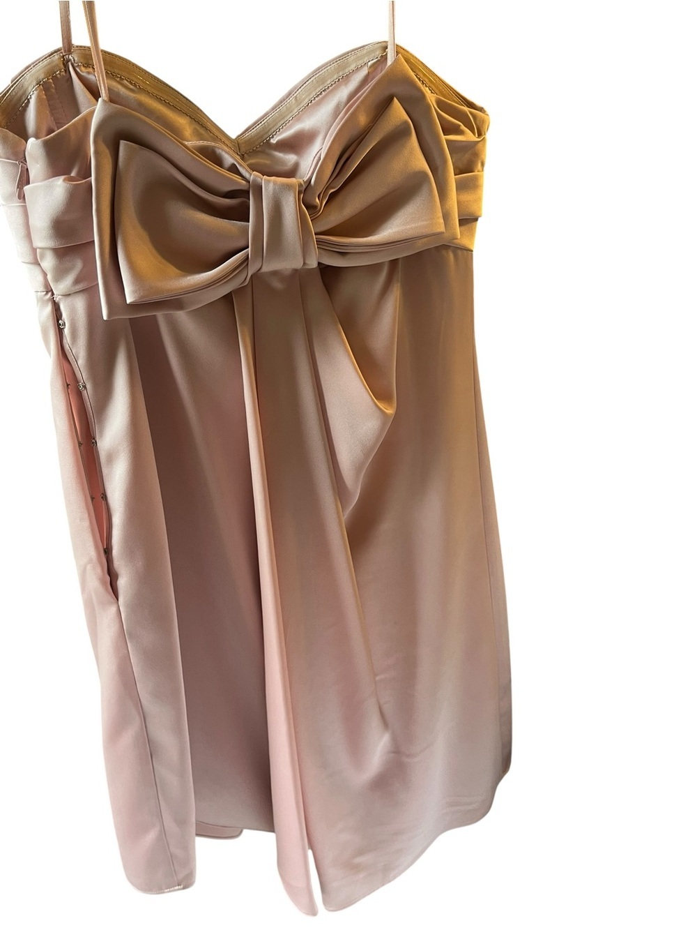 BCBGMAXAZRIA Pink Satin Strapless Cocktail Dress 10 Coquette Wedding Homecoming - Picture 3 of 9
